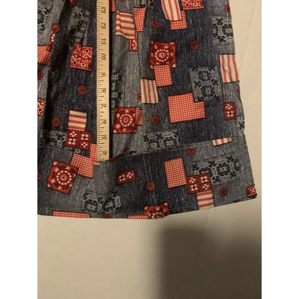 Vintage Skirt Apron Red White Blue 4th Of July Summer Baking Cottage Americana